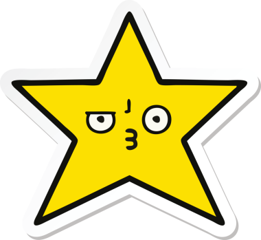 Bir insan tarafından çizilmiş şirin bir çizgi film yıldızının çıkartması.