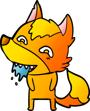 Bir insan tarafından çizilmiş tilki çizgi film karakteri