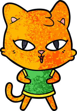 Bir insan tarafından çizilmiş çizgi film kedisi.