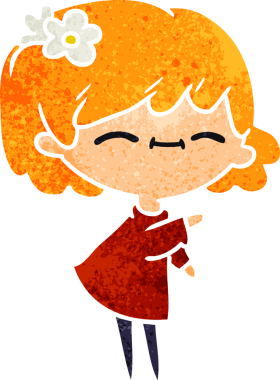 Bir insan tarafından çizilmiş sevimli bir kawai kızının serbest çizimi.