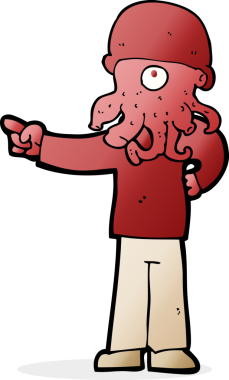 Bir insan tarafından çizilmiş uzaylı canavar adam.