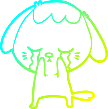 Bir insan tarafından çizilmiş ağlayan şirin bir köpek yavrusu çizimi.