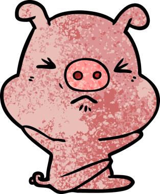 Bir insan tarafından çizilmiş kızgın domuz çizgi filmi.