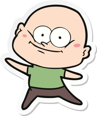 Bir insan tarafından çizilmiş kel bir adamın çıkartması.