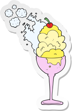 Bir insan tarafından çizilmiş soğuk dondurmanın çıkartması.