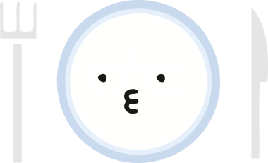 Bir insan tarafından çizilmiş yemek tabağının düz renkli retro karikatürü