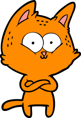 Bir insan tarafından çizilmiş çizgi film kedisi.