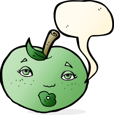 bir insan tarafından çizilmiş yüzlü karikatür elması.