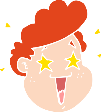 Bir insan tarafından çizilmiş düz renk çizgi film mutlu yüz