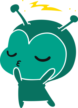 Bir insan tarafından çizilmiş sevimli bir kawaii uzaylının serbest çizimi.