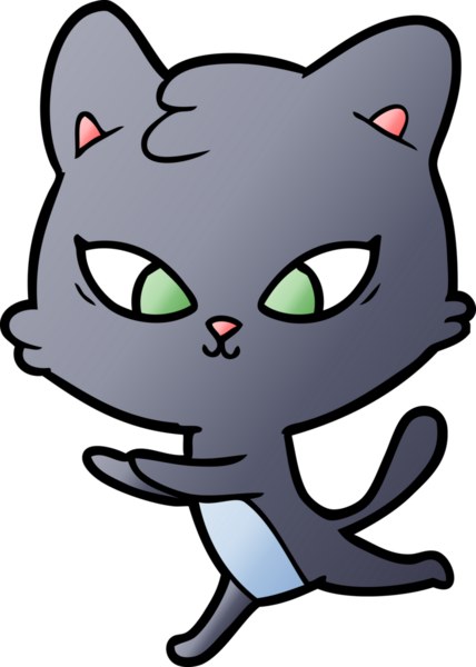 Bir insan tarafından çizilmiş sevimli çizgi film kedisi.