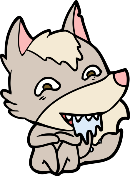 Bir insan tarafından çizilmiş aç kurt çizgi filmi.