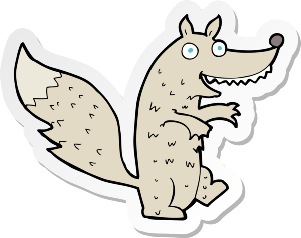 Bir insan tarafından çizilmiş bir kurt çizgi filminin çıkartması.