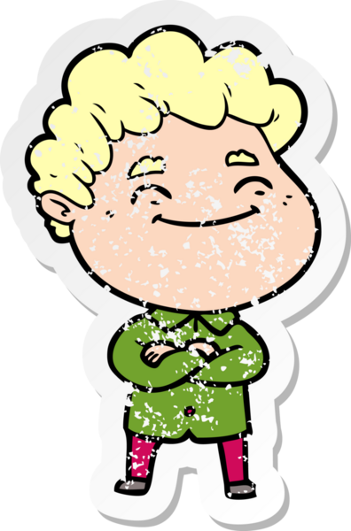 Bir insan tarafından çizilmiş, karikatür dostu bir adamın sıkıntılı çıkartması.