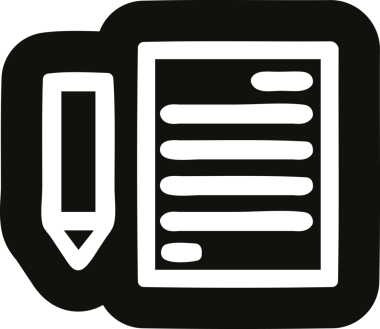 bir insan tarafından çizilmiş belge ve kalem simgesi