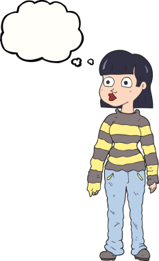 Bir insan tarafından çizilmiş serbest çizim baloncuk karikatür kadın.