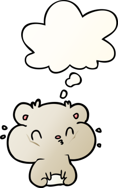 Bir insan tarafından çizilmiş, düşünce baloncuklu çizgi film hamsterı.