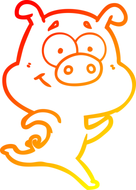 Bir insan tarafından çizilen mutlu çizgi film domuzu çizimi.