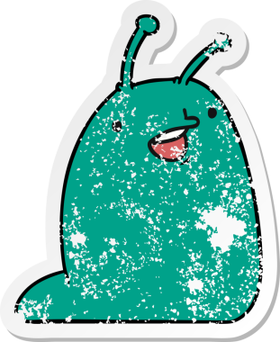 Bir insan tarafından çizilmiş sevimli bir kawaii sümüklü böceğinin sıkıntılı karikatür çizimi