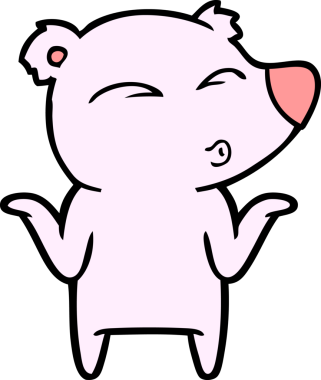 Bir insan tarafından çizilmiş bir ayı omuz silkiyor.