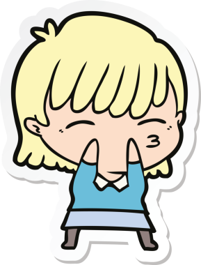 Bir insan tarafından çizilmiş bir karikatür kadının çıkartması.