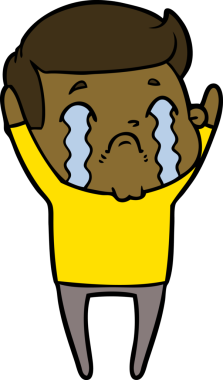 Bir insan tarafından çizilmiş ağlayan çizgi film adamı.