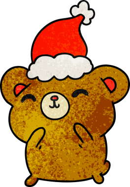 Bir insan tarafından çizilmiş kawai ayısının el yapımı karikatürü.