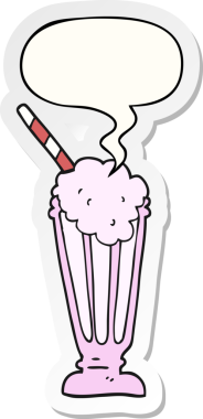 bir insan tarafından çizilmiş konuşma kabarcığı etiketli karikatür milkshake 'i