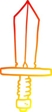 Bir insan tarafından çizilmiş bronz bir kılıcın sıcak çizgi çizimi.