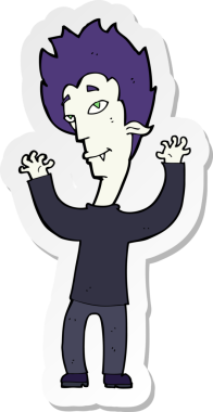 Bir insan tarafından çizilmiş bir vampir adamın çıkartması.