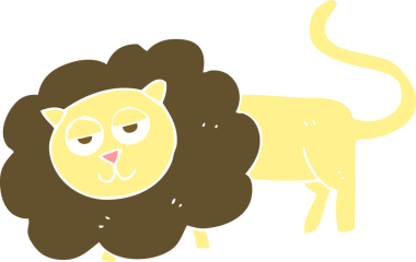 Bir insan tarafından çizilmiş aslanın düz renk çizimi