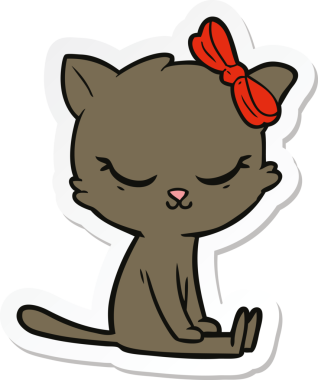 Bir insan tarafından çizilmiş şirin bir çizgi film kedisinin çıkartması.