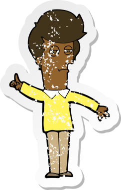 Bir insan tarafından çizilmiş gözlerini kıstıran bir çizgi film karakterinin gerilemiş çıkartması.