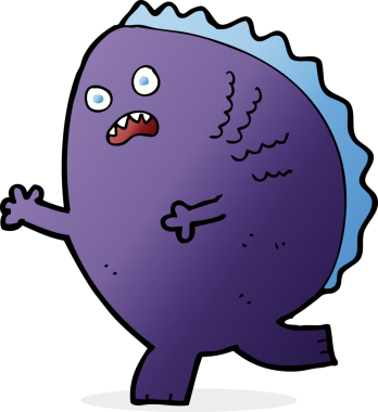 Bir insan tarafından çizilmiş çizgi film canavarı.