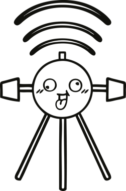 Bir insan tarafından çizilmiş bir uydu karikatürü.