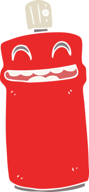 Bir insan tarafından çizilmiş düz renkli çizgi film spreyi.