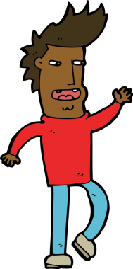 Bir insan tarafından çizilmiş çenesi düşük bir adam çizgi filmi.