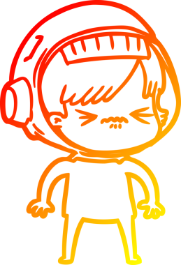 Bir insan tarafından çizilmiş kızgın bir uzay kızının sıcak çizgi çizimi