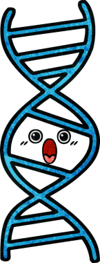 Bir insan tarafından çizilmiş DNA ipliğinin retro grunge desen karikatürü