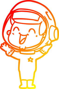 Bir insan tarafından çizilmiş mutlu bir astronotun sıcak çizgi çizimi