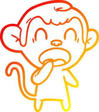 Bir insan tarafından çizilen esneyen çizgi maymun çizimi.