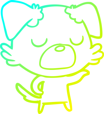 Bir insan tarafından çizilen çizgi film köpeğinin soğuk gradyan çizgisi.