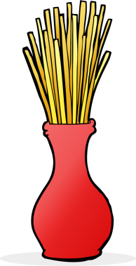 Bir insan tarafından çizilmiş vazodaki sazlıklar