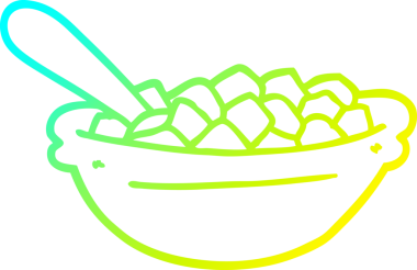 Bir insanın çizdiği mısır gevreği kasesinin soğuk gradyan çizgisi.