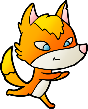 Bir insan tarafından çizilmiş tilki çizgi film karakteri