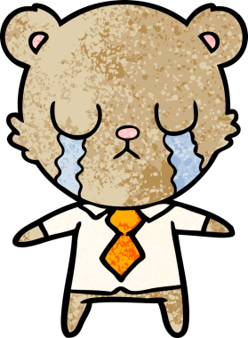 Bir insan tarafından çizilmiş ağlayan çizgi film ayısı.