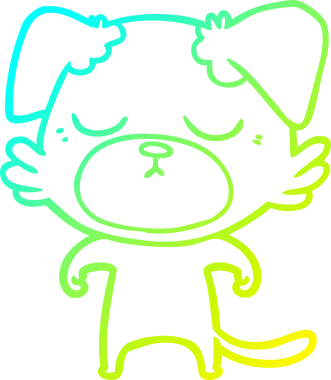 Bir insan tarafından çizilmiş şirin bir çizgi köpeğin soğuk gradyan çizgisi.