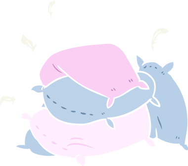 Bir insan tarafından çizilmiş düz renkli çizgi film yastıkları