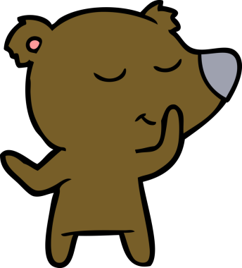 Bir insan tarafından çizilmiş mutlu çizgi film ayısı.