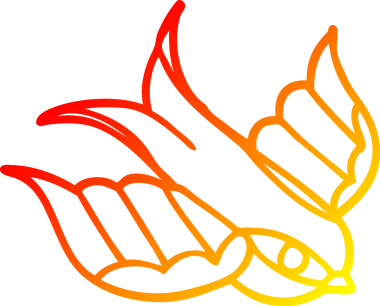 Karikatür kırlangıcının insan tarafından çizilmiş sıcak çizgi çizgisi.